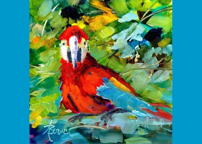Parrots Greeting Card featuring the painting Papagalos by Adele Bower