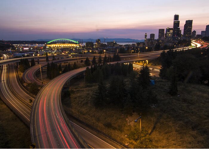 Seattle Greeting Card featuring the photograph A Pink Seattle Sunset by Matt McDonald