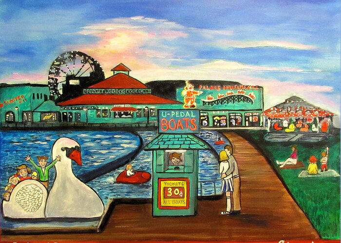 Asbury Park Art Greeting Card featuring the painting A Postcard Memory by Patricia Arroyo