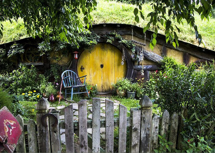 The Shire Greeting Card featuring the photograph A Pretty Little Hobbit Hole by Kathryn McBride