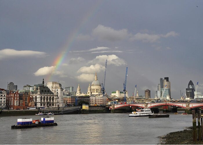 London Greeting Card featuring the photograph A rainbow over London by Dutourdumonde Photography