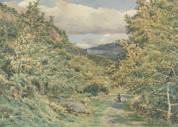 Rural Greeting Card featuring the painting A Road near Bettws y Coed by George Price Boyce