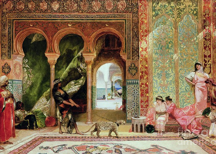 Royal Greeting Card featuring the painting A Royal Palace in Morocco by Benjamin Jean Joseph Constant