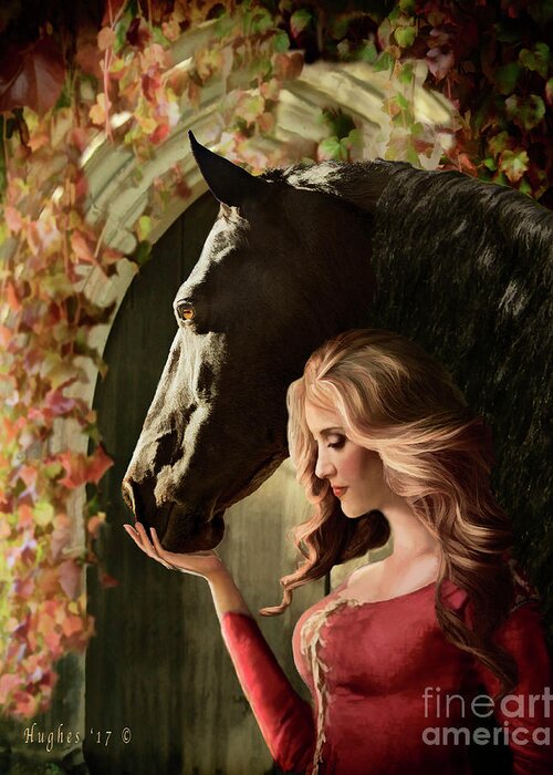 Black Horses Greeting Card featuring the digital art A Secret Passage by Melinda Hughes-Berland
