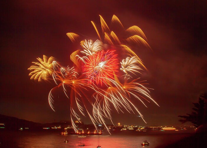 A Spash Of Fireworks Greeting Card featuring the photograph A Splash of Fireworks by Bonnie Follett