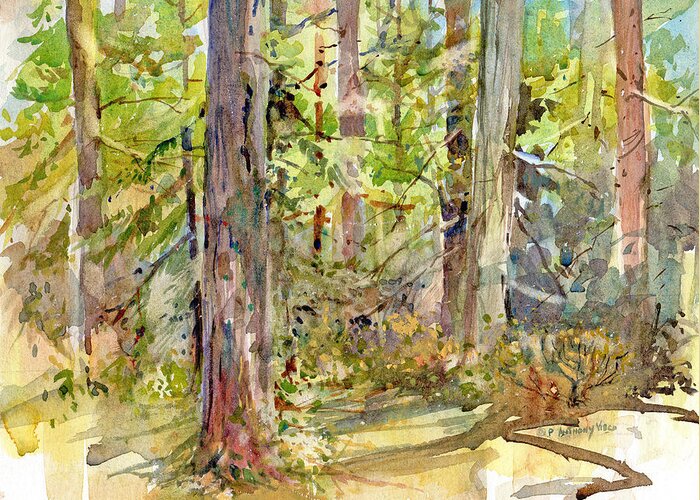 New England Scenes Greeting Card featuring the painting A Stand of Trees by P Anthony Visco