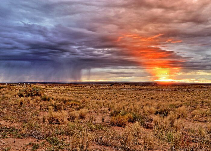 New Mexico Greeting Card featuring the photograph A Stormy New Mexico Sunset - Storm - Landscape by Jason Politte