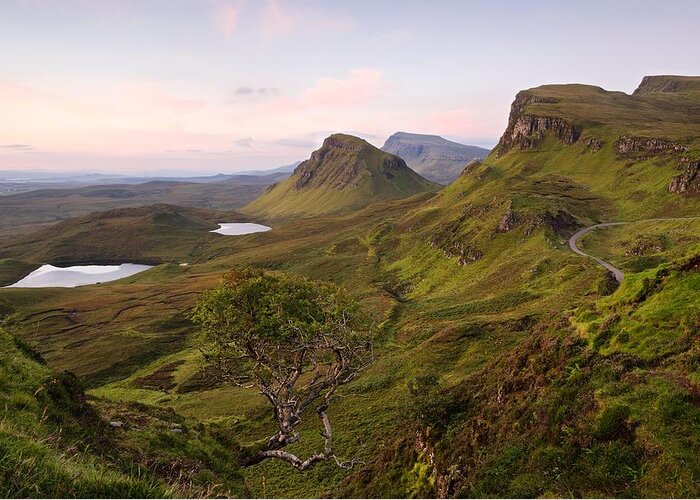 Skye Greeting Card featuring the photograph A summers dawn view of the Trotternish ridge by Stephen Taylor