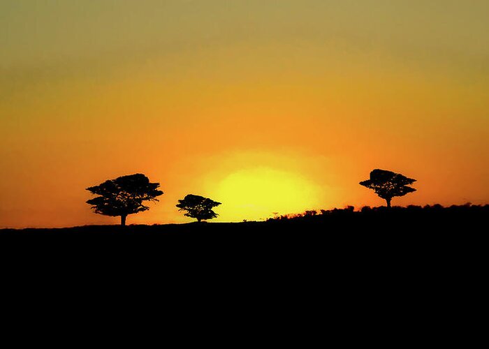 Sunset Greeting Card featuring the digital art A Sunset in Namibia by Ernest Echols