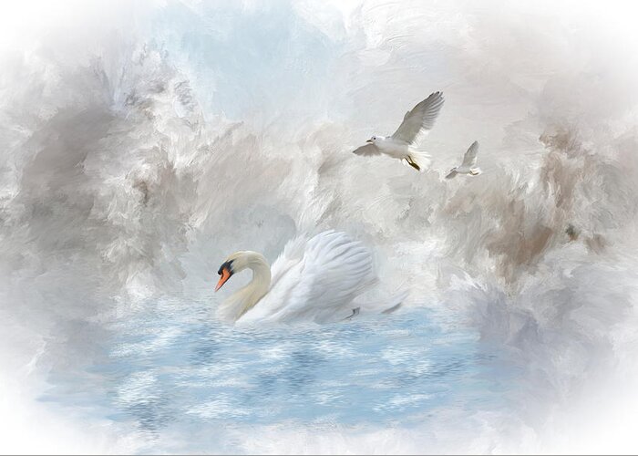 White Swan Greeting Card featuring the photograph A Swan's Dream by Mary Timman