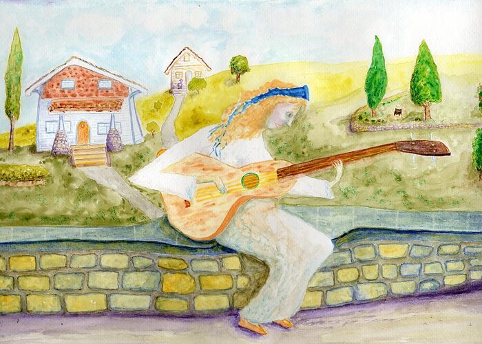Guitar Greeting Card featuring the painting A time for Music by Jim Taylor