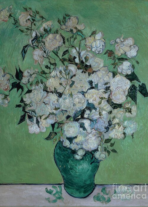 Vase Greeting Card featuring the painting A Vase of Roses by Vincent van Gogh