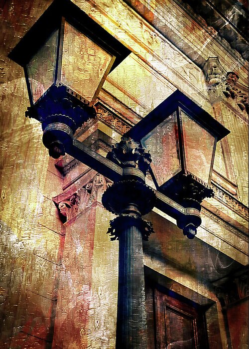 Architecture Greeting Card featuring the photograph A vintage lampost by Tom Gowanlock