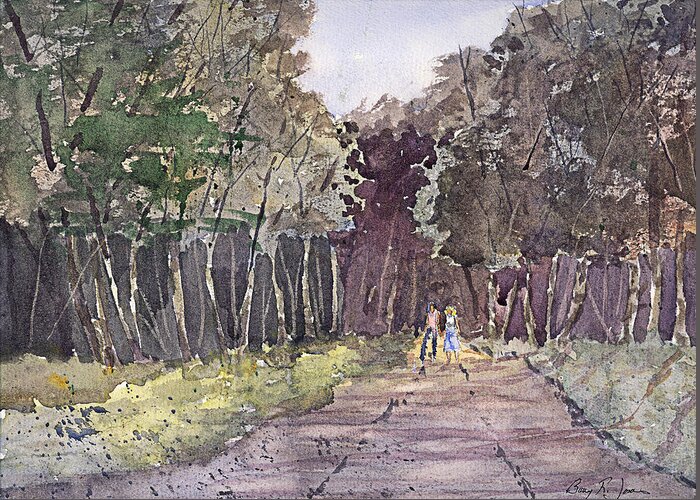 Impressionism Greeting Card featuring the painting A walk in the Woods by Barry Jones