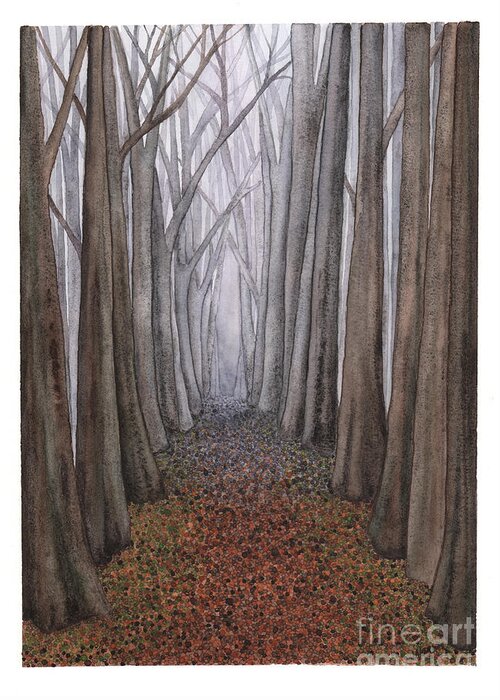 Forest Greeting Card featuring the painting A Walk in the Woods by Hilda Wagner