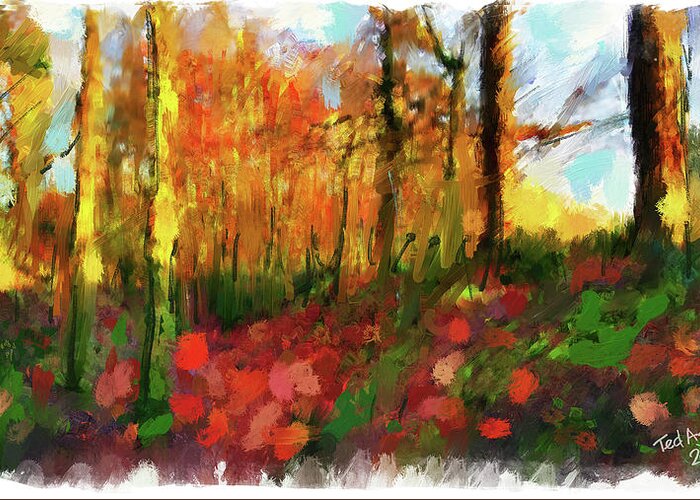 Landscape Greeting Card featuring the digital art A Walk In The Woods by Ted Azriel