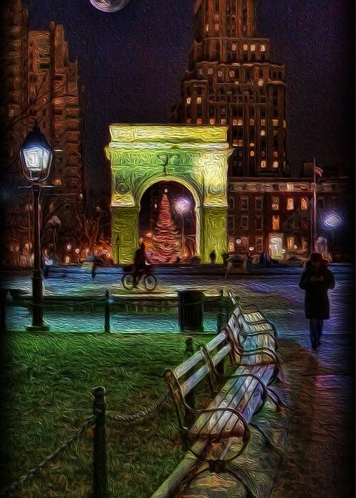A Walk In The Park Greeting Card featuring the photograph A Walk in Washington Square by Lee Dos Santos