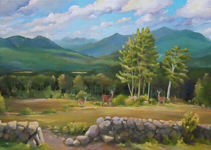 White Mountain Art Greeting Card featuring the painting A White Mountain View by Nancy Griswold
