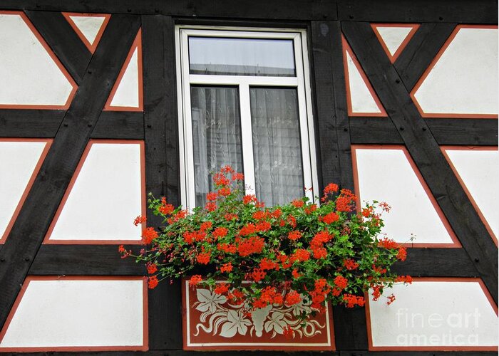 Window Greeting Card featuring the photograph A Window in Rudesheim 3 by Sarah Loft