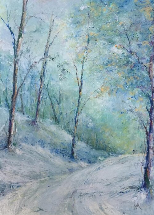 Oil Pastel Greeting Card featuring the painting A Winter's Walk by Robin Miller-Bookhout