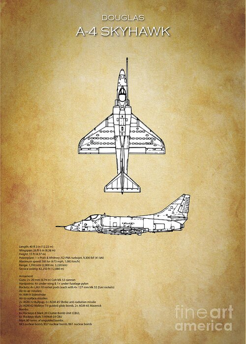A4 Greeting Card featuring the digital art A4 Skyhawk by Airpower Art