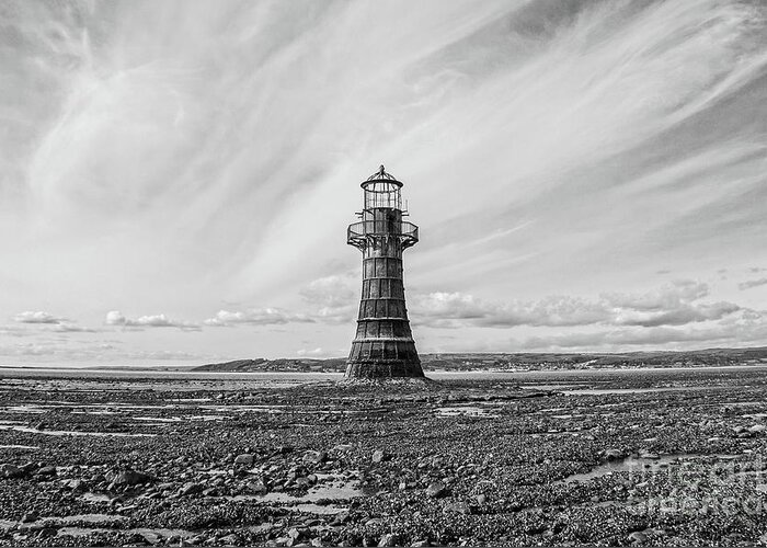 Light Greeting Card featuring the photograph Abandoned Light House Whiteford by Edward Fielding