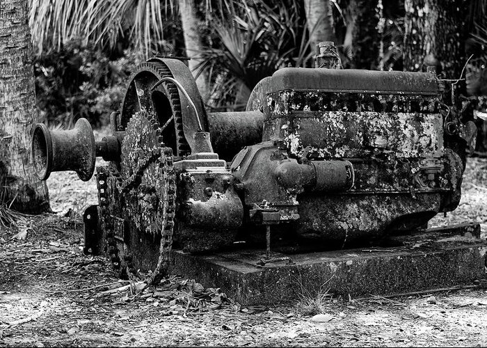 Machinery Greeting Card featuring the photograph Abandoned Logging Machinery by Artful Imagery