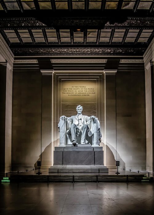 Lincoln Memorial Greeting Card featuring the photograph Abe Lincoln under his night lights by Sven Brogren