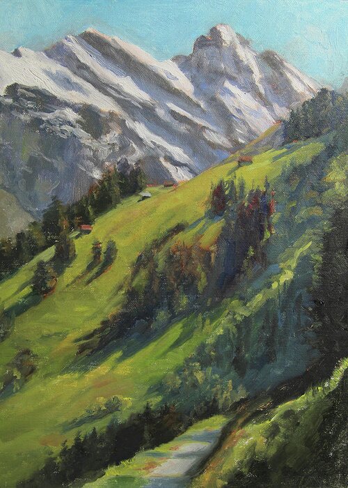 Landscape Greeting Card featuring the painting Above it All Plein Air Study by Anna Rose Bain