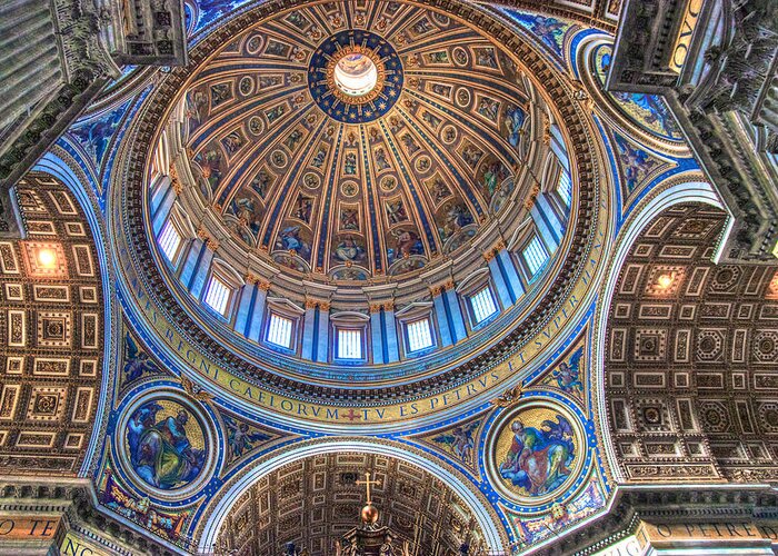 Saint Peters Basilica Greeting Card featuring the photograph Above Saint Peters by Peter Kennett
