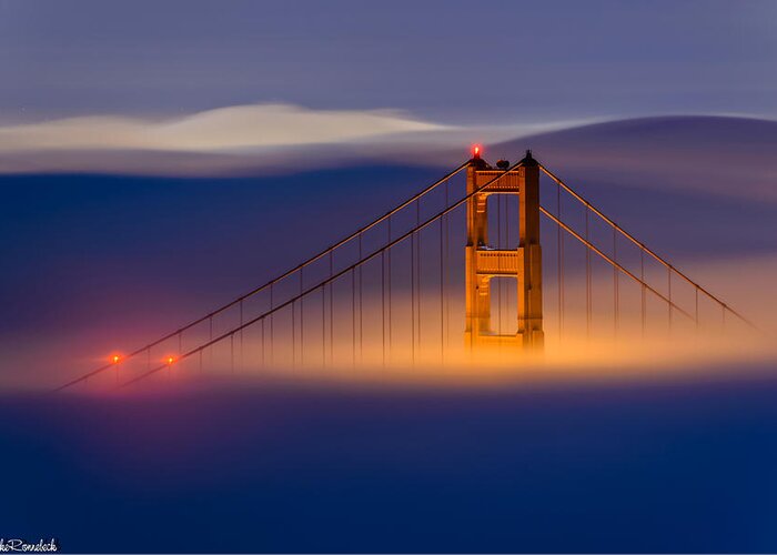 Golden Gate Bridge Greeting Card featuring the photograph Above the Fog by Mike Ronnebeck