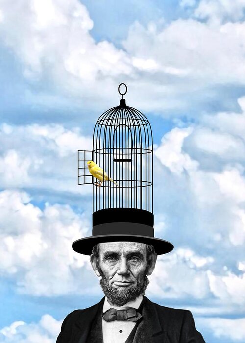 Abraham Lincoln Greeting Card featuring the digital art Abraham Lincoln Presidential Canary by Garaga Designs