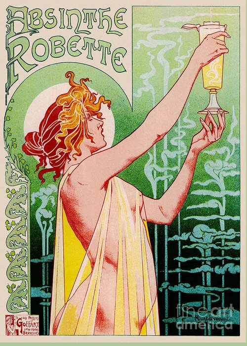 Absinthe Advertisement 1896 Greeting Card featuring the photograph Absinthe Ad 1896 by Padre Art