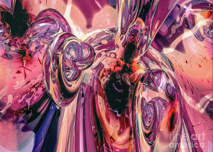 Macro Greeting Card featuring the digital art Abstract 3D Rings Macro by Phil Perkins