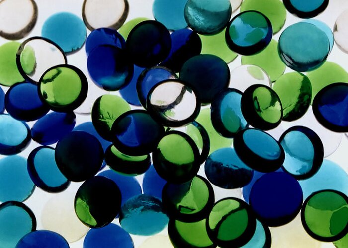Abstract Design Flat Marbles Stones Glass Random Clear Translucent Blue Green White Colorful Colourful Photograph Photography Greeting Card featuring the photograph Abstract Blue Green II by Susan Stevenson