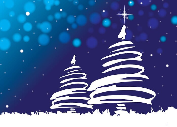 Abstract Christmas Trees Greeting Card featuring the digital art Abstract Christmas Trees Blue Christmas by Serena King