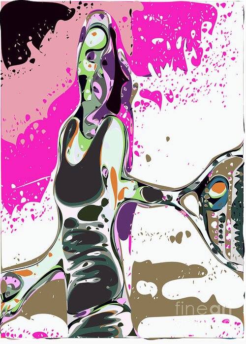  Tennis Greeting Card featuring the digital art Abstract Female Tennis Player by Chris Butler