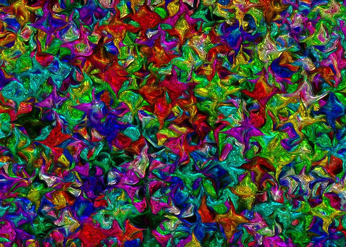 Abstract Greeting Card featuring the digital art Abstract Floral Garden, Metallic by Lilia D
