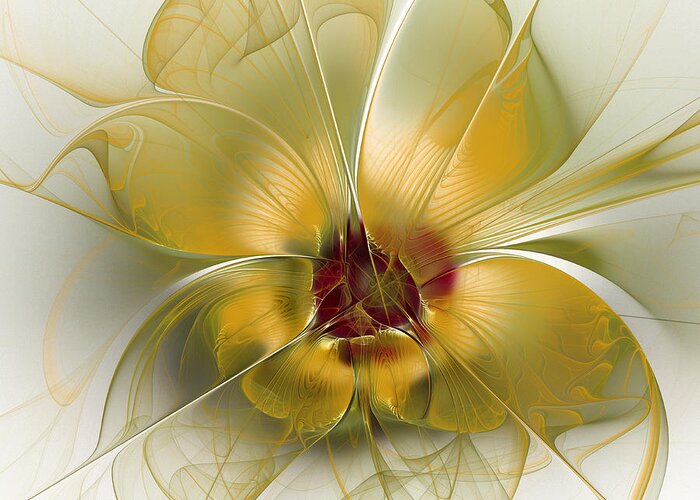 Abstract Greeting Card featuring the digital art Abstract Flower with Silky Elegance by Karin Kuhlmann