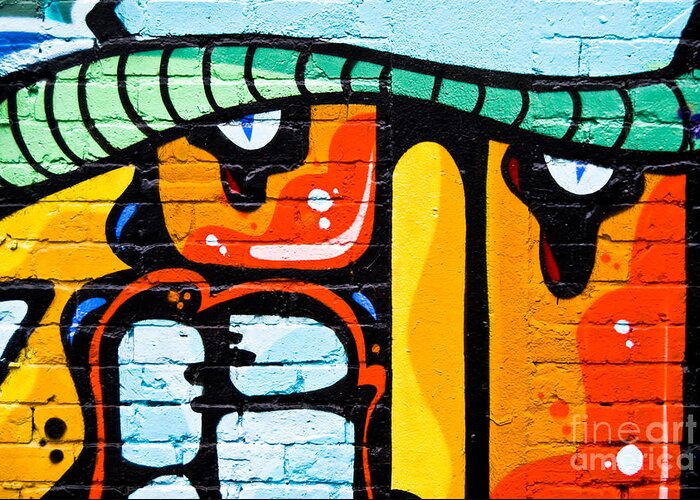 Abstract Greeting Card featuring the painting Abstract Graffiti Face by Yurix Sardinelly