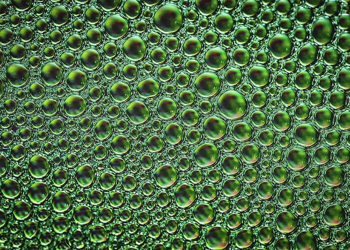 Abstract Greeting Card featuring the photograph Abstract Green Alien Bubble Skin by Mary Raderstorf