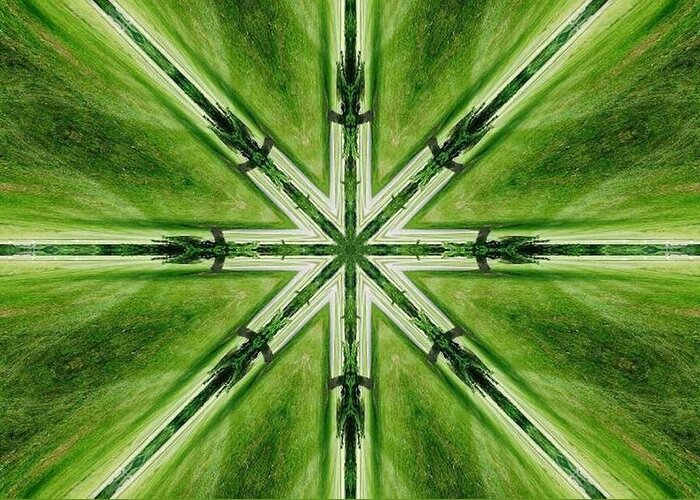 Abstract Greeting Card featuring the digital art Abstract Green Cross by Stacie Siemsen