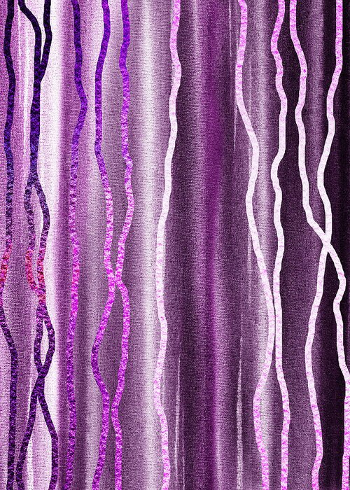 Abstract Line Greeting Card featuring the painting Abstract Lines On Purple by Irina Sztukowski