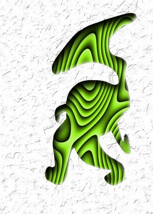 Monster Greeting Card featuring the digital art Abstract Monster Cut-out Series - Green Stroll by Uncle J's Monsters