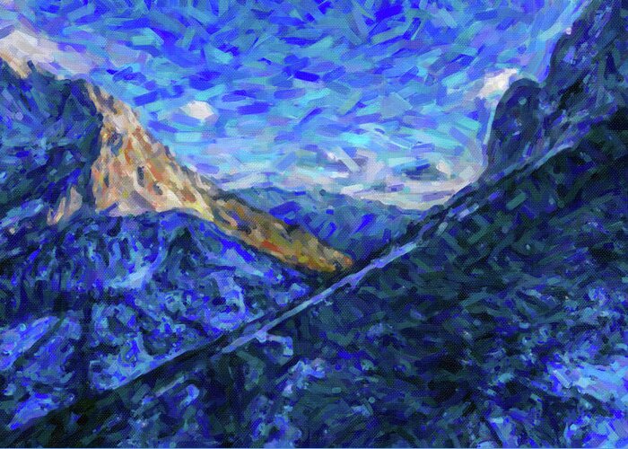 Adam Asar Greeting Card featuring the painting Abstract Mountain Snow by Celestial Images
