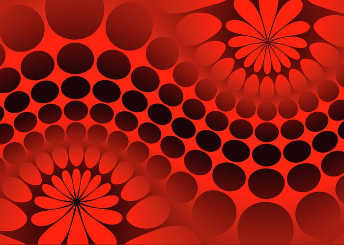 Red Greeting Card featuring the digital art Abstract red and black ornament by Vladimir Sergeev
