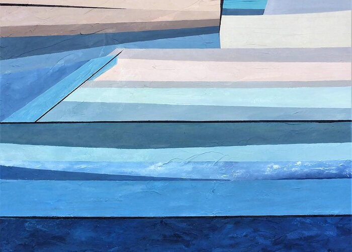 Abstract Greeting Card featuring the painting Abstract Swimming Pool by Cristina Stefan