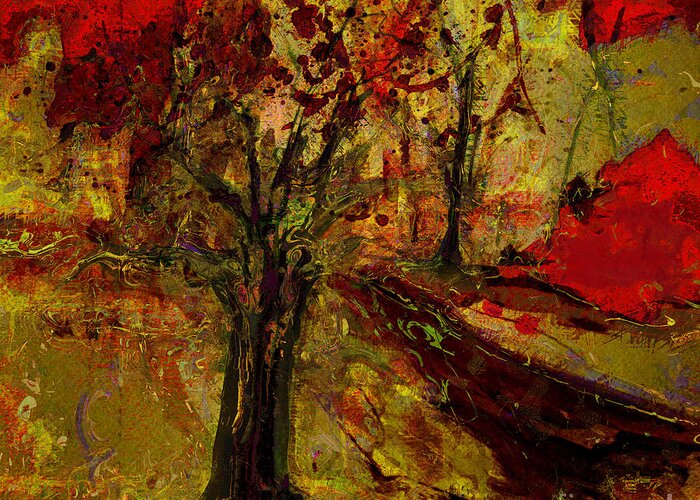 Tree Greeting Card featuring the painting Abstract Tree by Julie Lueders 