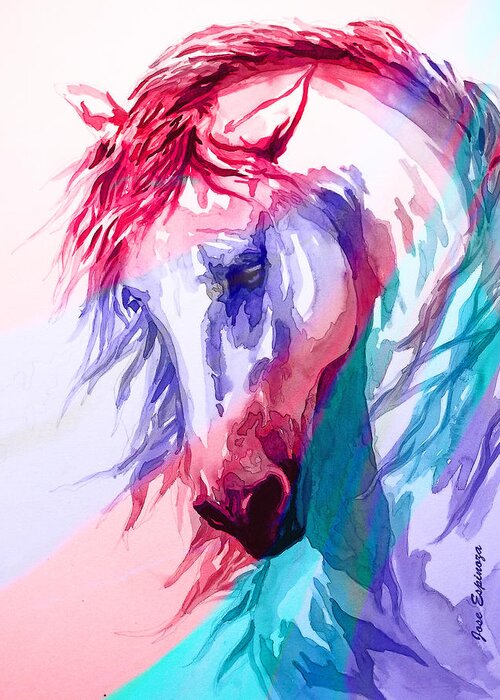Cavallo Greeting Card featuring the painting R .  I .  D . E . N by J U A N - O A X A C A