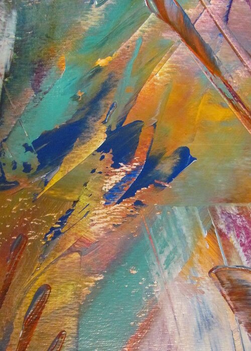 Abstract Greeting Card featuring the painting Abstract with gold - close up 2 by Anita Burgermeister